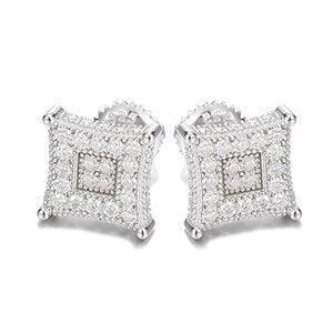 Men's VVS Lab 925 Sterling Silver Kite Square Hip Hop Earrings - CaratixJewelry