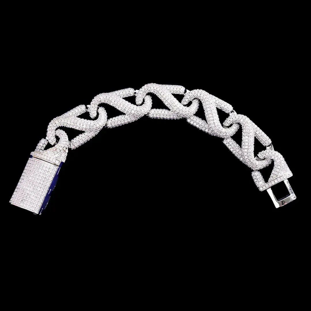 20MM 8 Shaped Iced Out Bracelet – Luxury Hip Hop Jewelry for Men & Women - CaratixJewelry