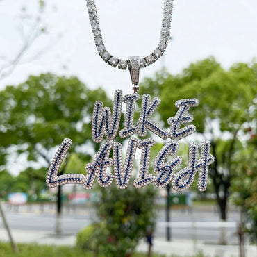 Slim Colorful Lux Iced Out Personalized Custom Name Necklace Pendant - Luxury Custom Jewelry - CaratixJewelry