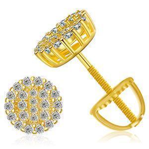 925 Silver 15K Gold Genuine VVS Ice Cluster Hip Hop Earrings - CaratixJewelry