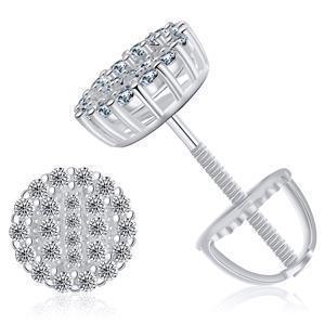 925 Silver 15K Gold Genuine VVS Ice Cluster Hip Hop Earrings - CaratixJewelry