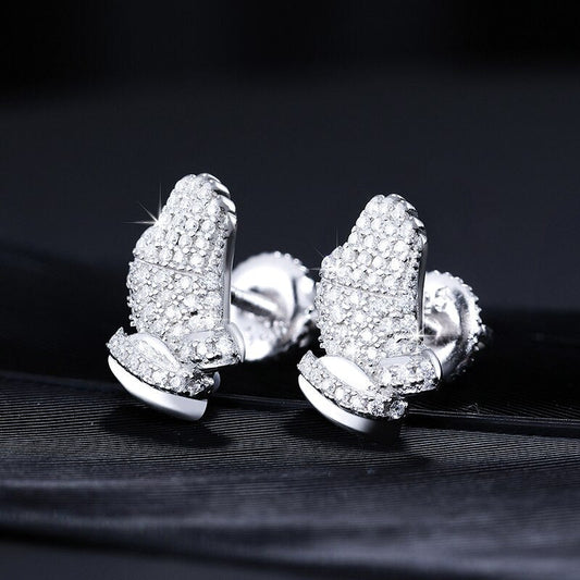 Hands of Prayer Genuine VVS Diamond Solid 925 Silver Bling Hip Hop Earrings – Iced Out Jewelry