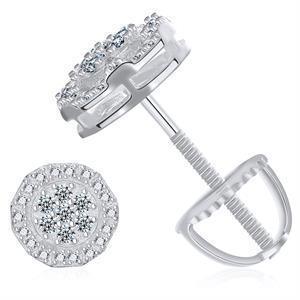 VVS Cluster Solid 925 Sterling Silver Iced Bling Out Earrings - CaratixJewelry