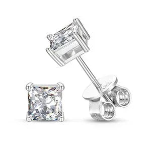 1CT VVS Princess Cut 925 Sterling Silver Stud Earrings - CaratixJewelry