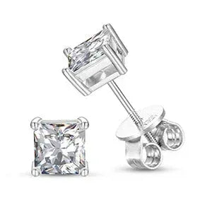 1CT VVS Princess Cut 925 Sterling Silver Stud Earrings - CaratixJewelry