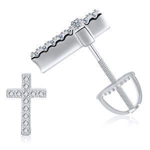 Solid 925 Sterling Silver Genuine VVS Iced Cross Hip Hop Earrings - CaratixJewelry