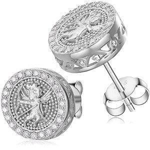 VVS Icarus Bow Angel Solid 925 Silver Iced Bling Earrings - CaratixJewelry