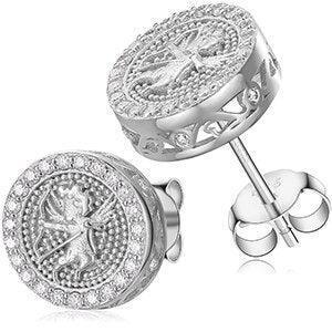 VVS Icarus Bow Angel Solid 925 Silver Iced Bling Earrings - CaratixJewelry
