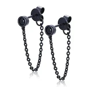 Black Iced D Color VVS Tassel Style 925 Silver Earrings - CaratixJewelry