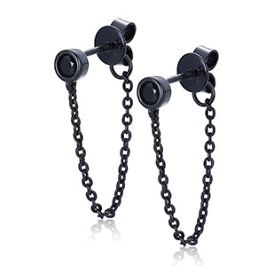 Black Iced D Color VVS Tassel Style 925 Silver Earrings - CaratixJewelry