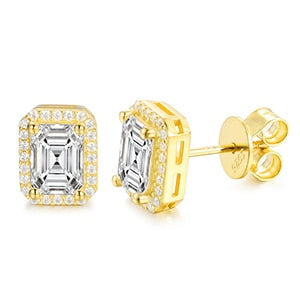 VVS Genuine Diamond Baguette Cut Solid 925 Silver Hip Hop Iced Earrings – Luxury Statement Jewelry