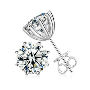 18K White Gold Over Solid 925 Silver Genuine VVS Moissanite Bling Earrings – Hip Hop Iced Jewelry