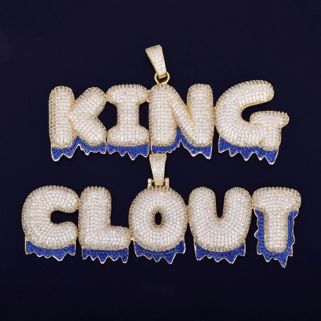 Blue Finish Iced Out Personalized Custom Name Necklace Pendant - Luxury Custom Jewelry - CaratixJewelry