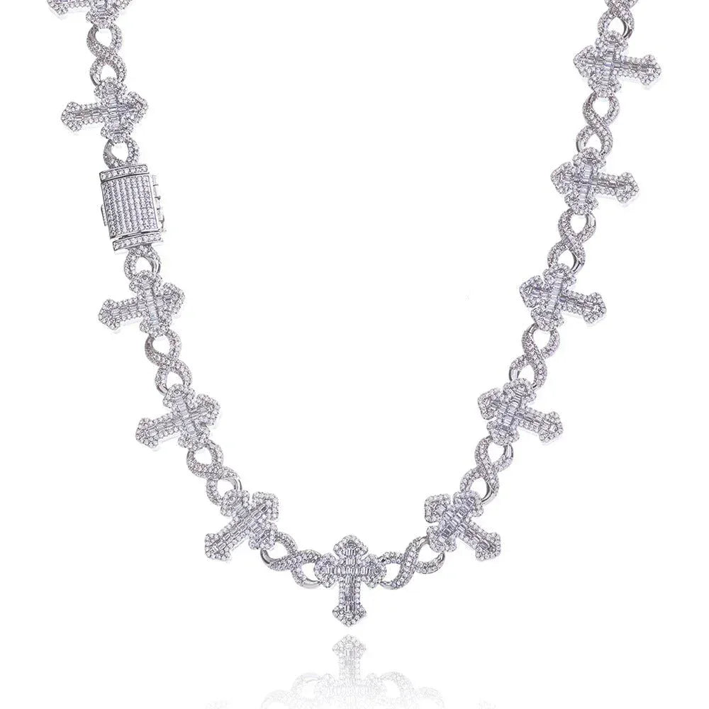 15mm 925 Silver Moissanite Cross Necklace for Men – Customizable Luxury Jewelry - CaratixJewelry