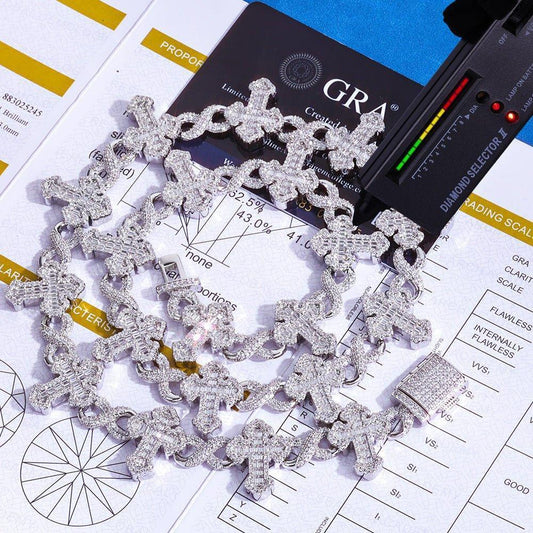 15mm 925 Silver Moissanite Cross Necklace for Men – Customizable Luxury Jewelry - CaratixJewelry