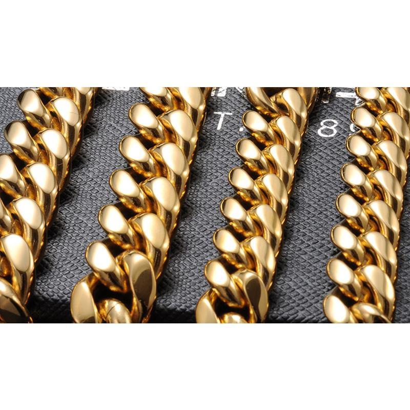 CARÁTIX - 6mm High Polished Golden Color 316L Stainless Steel Curb Cuban Link Chain Necklace Gift For Men Jewelry Valentine's Day Gift for Men & Girls & Boys Mothers' Day Gift #Springtok