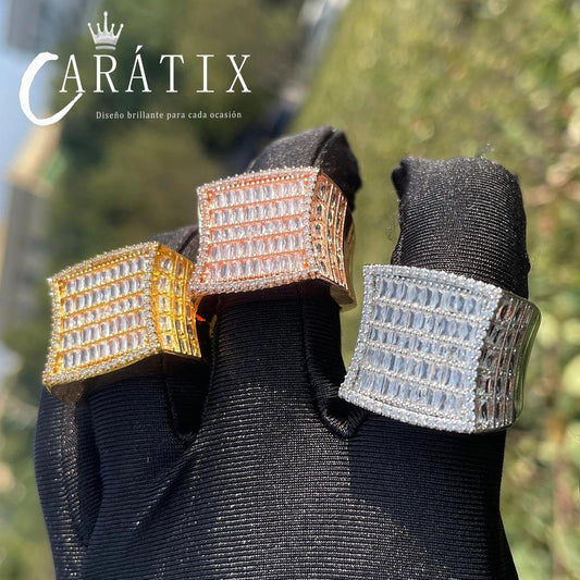 CARÁTIX Ladder Square Ring | Real Electroplated High Quality Hip Hop Jewelry for Men