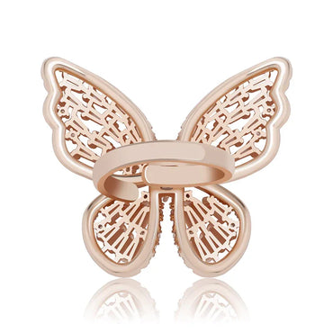 Iced Out Butterfly Open Ring | Adjustable Butterfly Motif Band | Caratix