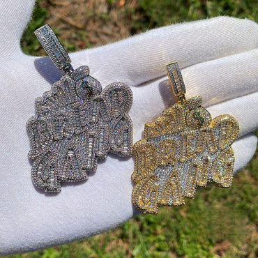 Bread Gang Iced Out Letter Pendant Necklace – Custom Hip Hop Jewelry for Men - CaratixJewelry