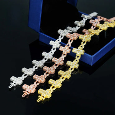15mm Moissanite Cross Cuban Link Chain – S925 Sterling Silver Iced-Out Hip Hop Streetwear Necklace - CaratixJewelry