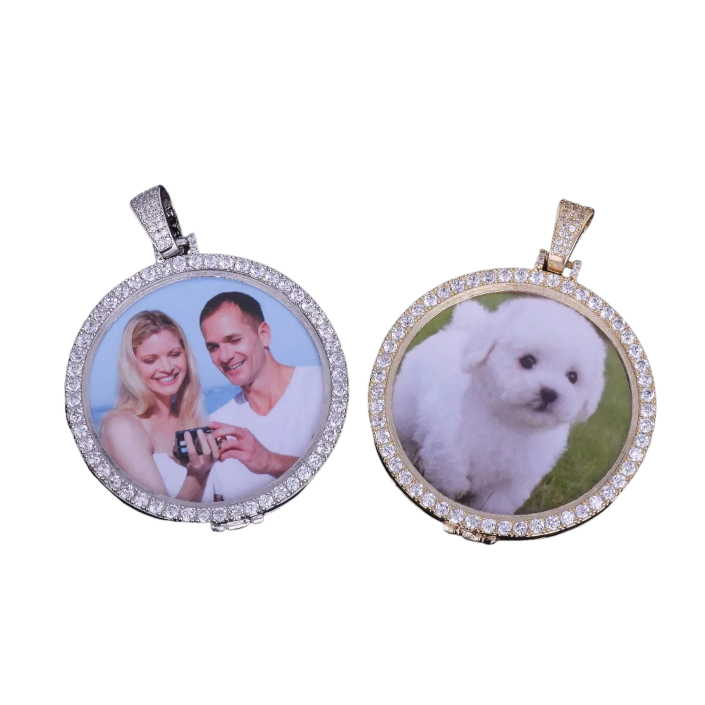 Round Tennis-Style Custom Photo Pendant Necklace – Iced Out Hip Hop Jewelry - CaratixJewelry