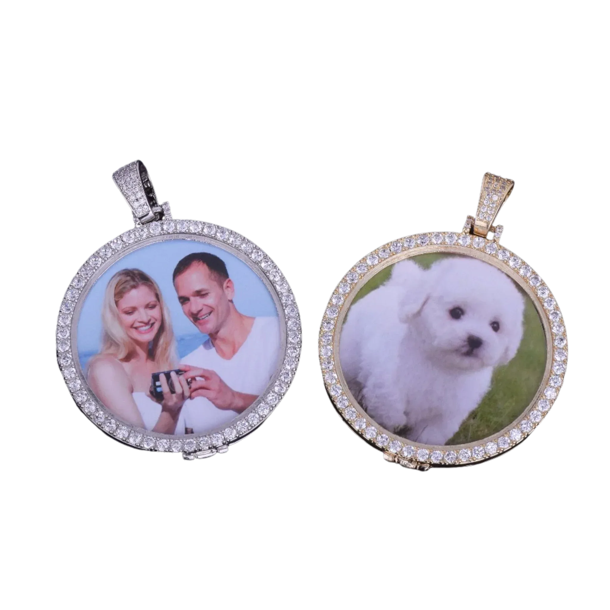 Round Tennis-Style Custom Photo Pendant Necklace – Iced Out Hip Hop Jewelry - CaratixJewelry