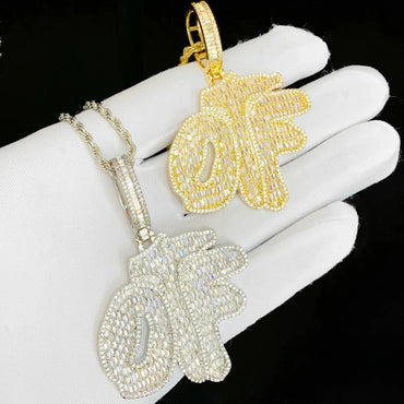 OTF Only The Family Iced Out Letter Pendant Necklace – Custom Hip Hop Jewelry for Men - CaratixJewelry