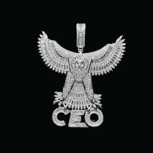 Eagle CEO Iced Out Letter Diamond Pendant Necklace – Custom Hip Hop Jewelry for Men