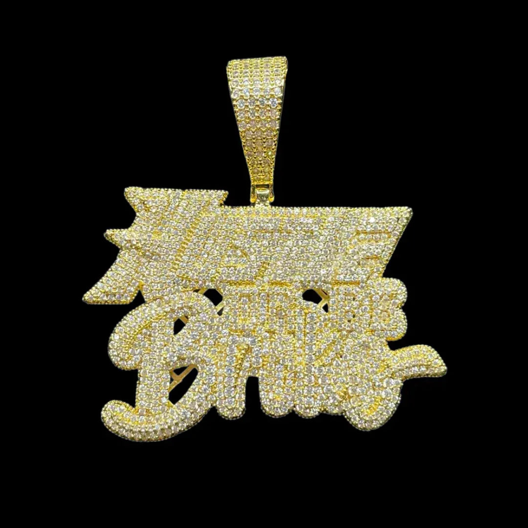 Hustle Or Be Broke Iced Out Letter Pendant Necklace – Custom Hip Hop Jewelry for Men - CaratixJewelry