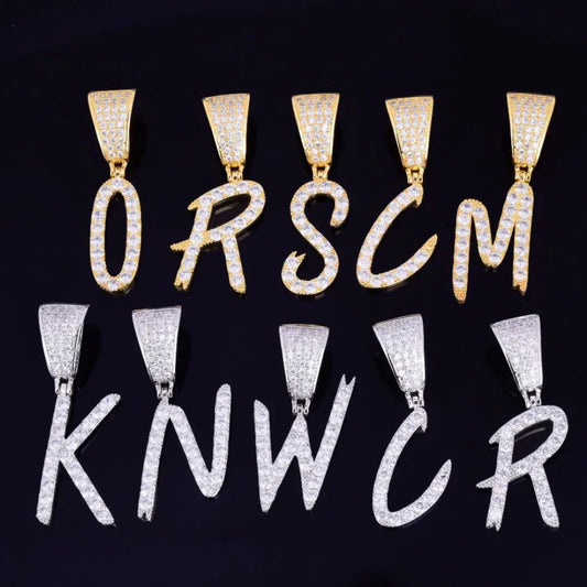 Sharp Cursive Iced Out Personalized Custom Name Necklace Pendant - Luxury Custom Jewelry - CaratixJewelry