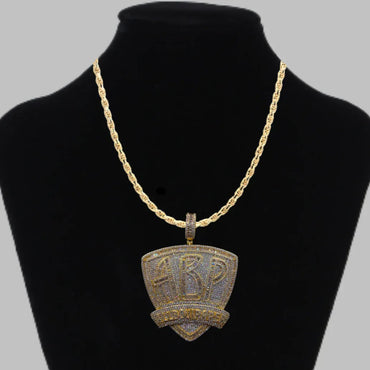 ABP All About Paper Iced Out Letter Pendant Necklace – Custom Hip Hop Jewelry for Men - CaratixJewelry