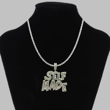 Self Made Iced Out Letter Pendant Necklace – Custom Hip Hop Jewelry for Men - CaratixJewelry