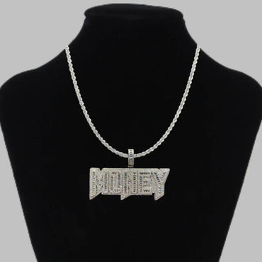 Money Iced Out Letter Pendant Necklace – Custom Hip Hop Jewelry for Men - CaratixJewelry