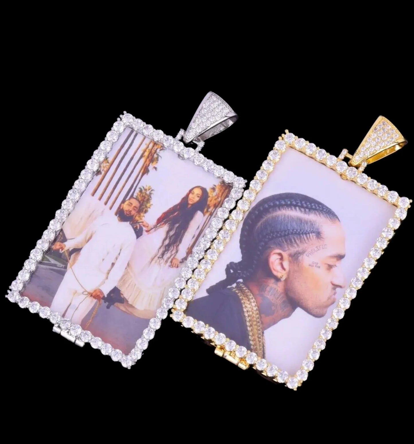 Rectangle Tennis Custom Photo Pendant Necklace – Iced Out Hip Hop Jewelry - CaratixJewelry