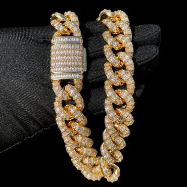 20MM Full Baguette Linked Iced Out Diamond Necklace Chain – Luxury Hip Hop Jewelry for Men & Women