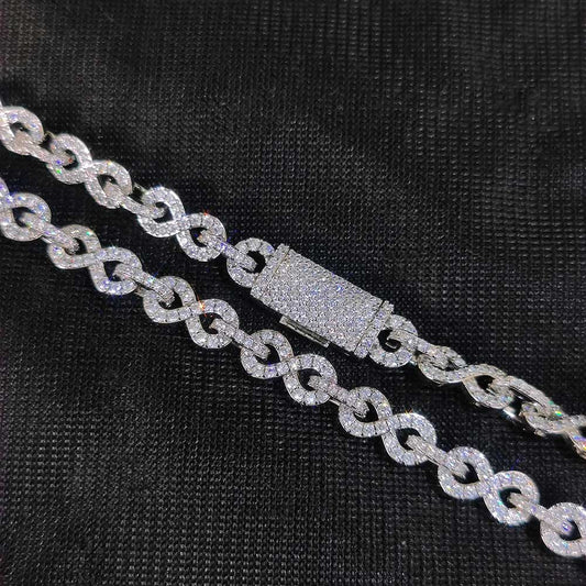CARÁTIX – 6mm Infinity 8-Character Cuban Link Necklace | Paved Crystal Bling Jewelry for Men & Women
