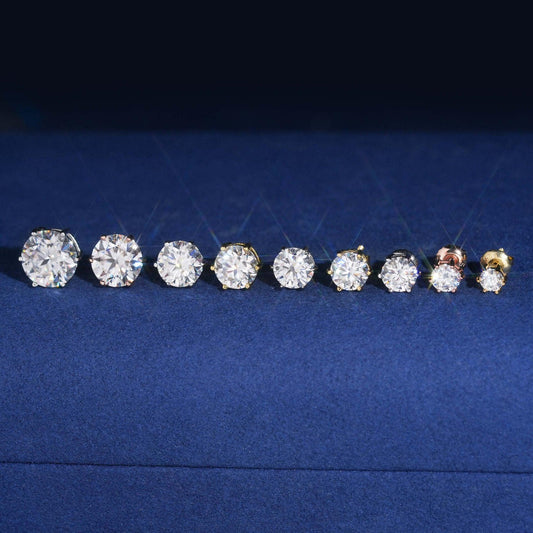 Classic 925 Silver Six Prong Round Moissanite Stud Earrings - CaratixJewelry