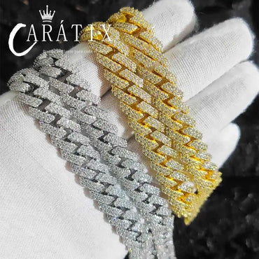 CARÁTIX 12MM 2-Row Cuban Link Chain Necklace – Copper Hip Hop Jewelry with CZ Stones for Men & Women