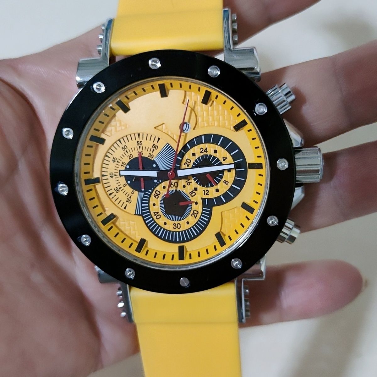 Multi-Function Chronograph Big Face Watch Silicone Band | Caratix