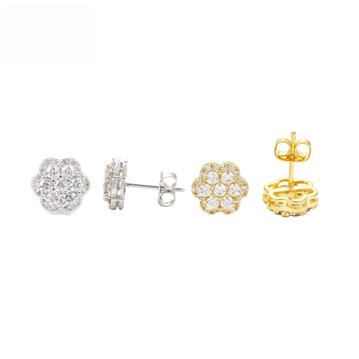 Creative Flower Shape 925 Silver Moissanite Hip Hop Stud Earrings - CaratixJewelry