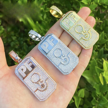 Heavy Industry "PF" Square Pendant | Men's Niche Design Rapper Necklace - CaratixJewelry