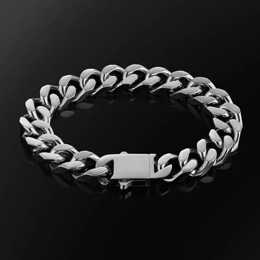 CARÁTIX Chunky Stainless Steel Miami Flat Curb Cuban Link Chain Necklace – High Polished Men’s Jewelry - CaratixJewelry