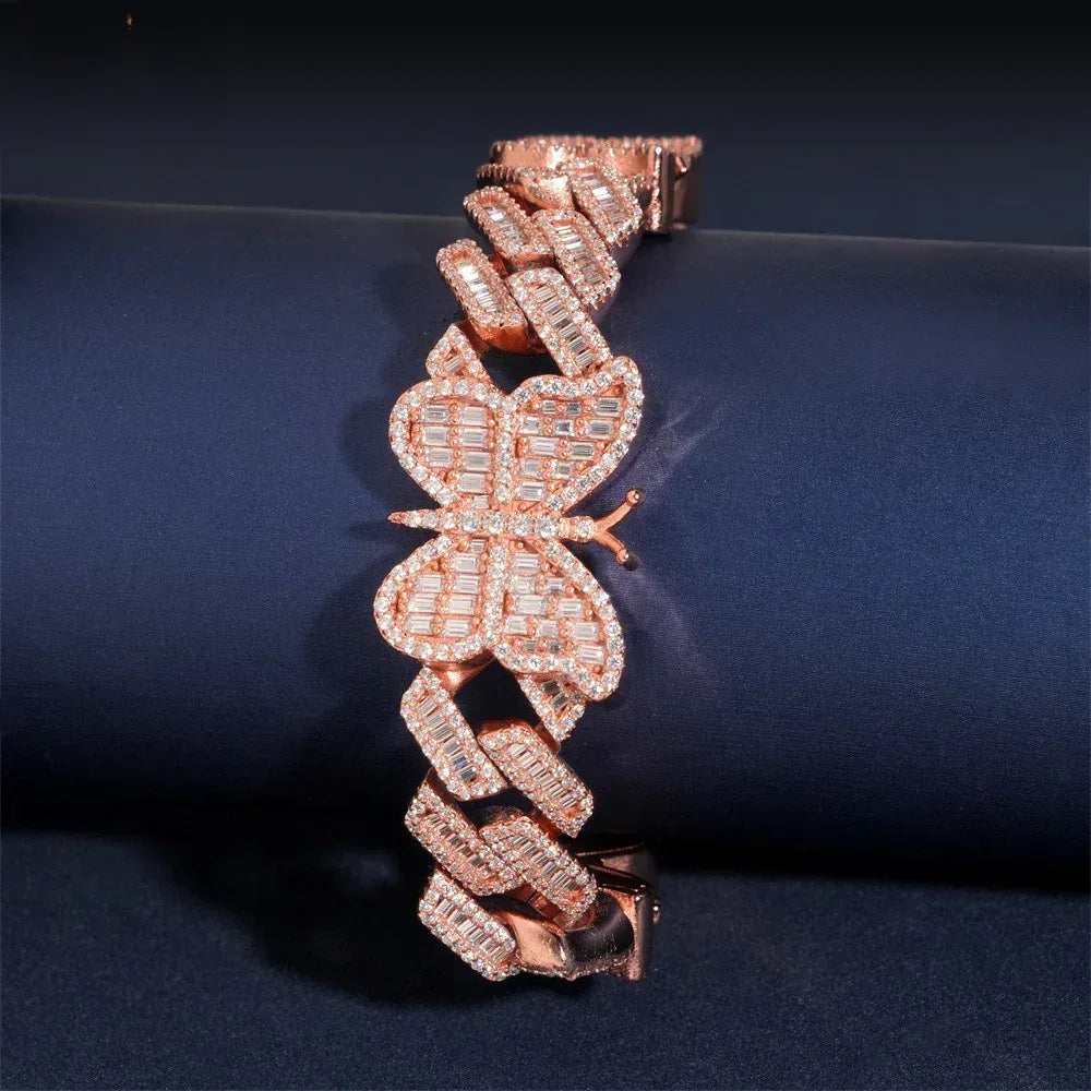 15mm Butterfly Moissanite Cuban Link Bracelet – S925 Sterling Silver Iced-Out Hip Hop Men’s Streetwear Jewelry - CaratixJewelry