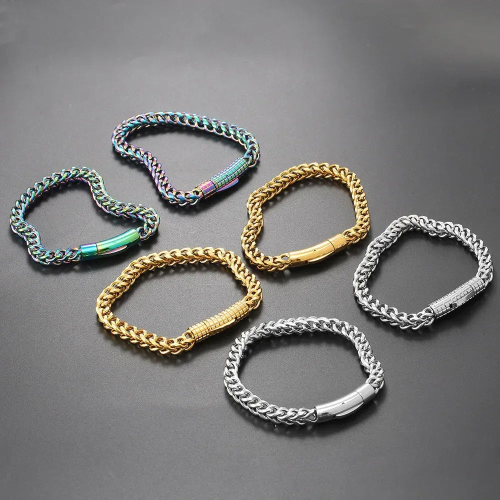 Custom 6mm Stainless Steel Two-sided Bracelet Gold Chain Style for Rapper | Caratix - CaratixJewelry