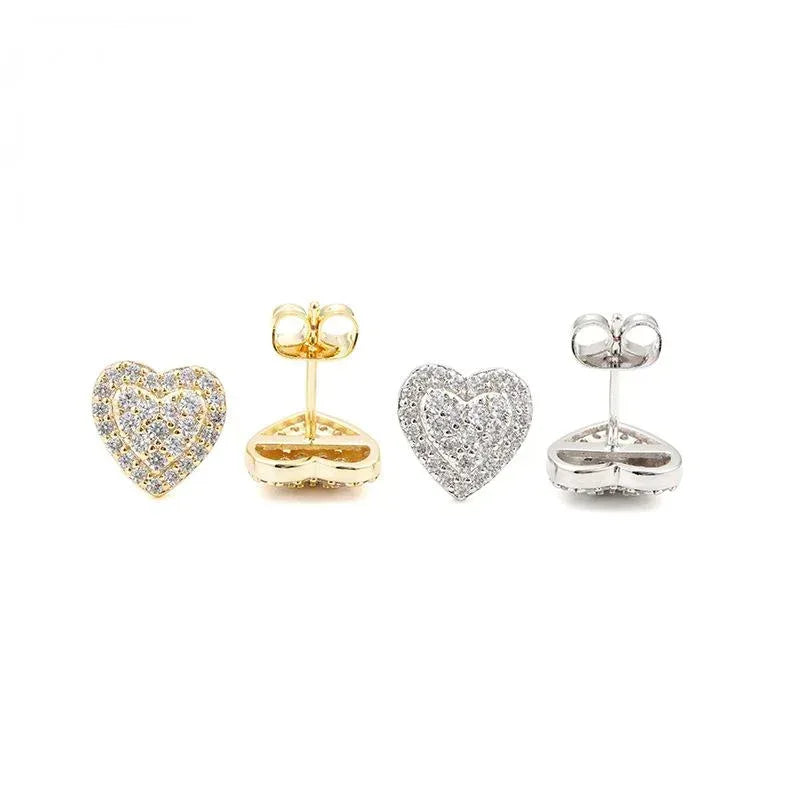 925 Silver Heart Full Set VVS Moissanite Look Earrings - CaratixJewelry