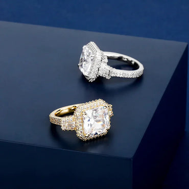 Big Square Gemstone Hip Hop Ring | Real 18K Gold Plated Band | Caratix