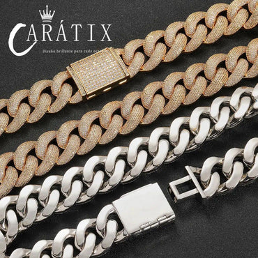 CARÁTIX - 25Mm Miami Cuban Chain Bling Zircon Jewelry Zircon Thick Link Necklace Valentine's Day Gift for Men & Girls & Boys Mothers' Day Gift #Springtok