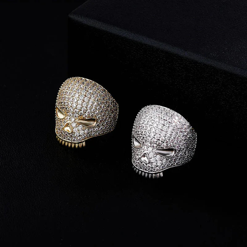 Bold Skull Hip Hop Ring | Iced Out Zirconia Statement Band | Caratix