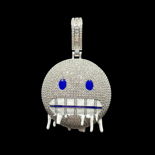 Iceman Blue Eyed Drippy Mouth Iced Out Diamond Pendant Necklace – Custom Hip Hop Jewelry for Men