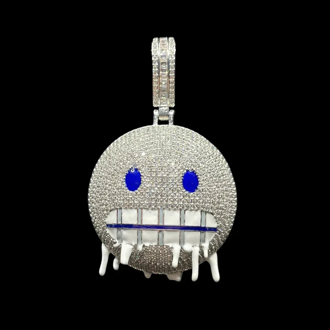 Iceman Blue Eyed Drippy Mouth Iced Out Pendant Necklace – Custom Hip Hop Jewelry for Men - CaratixJewelry